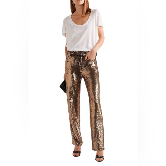 NWT IRO sequin crepe pants size 8 gold
